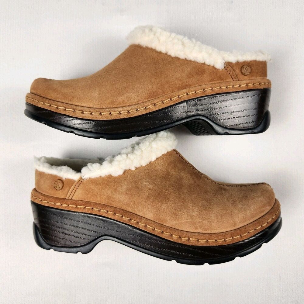 Klogs Munich Clog Womens 6 Suede Faux-Shearling Slip-Resistant Rocker-Bottom